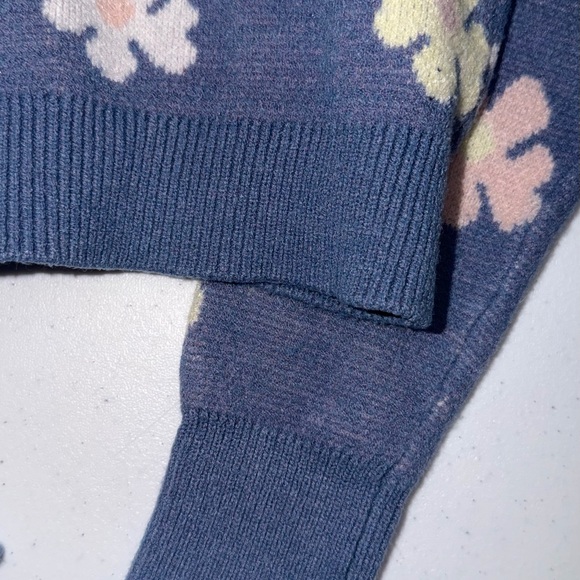 Floral Patterned Blue Cardigan - Picture 14 of 16